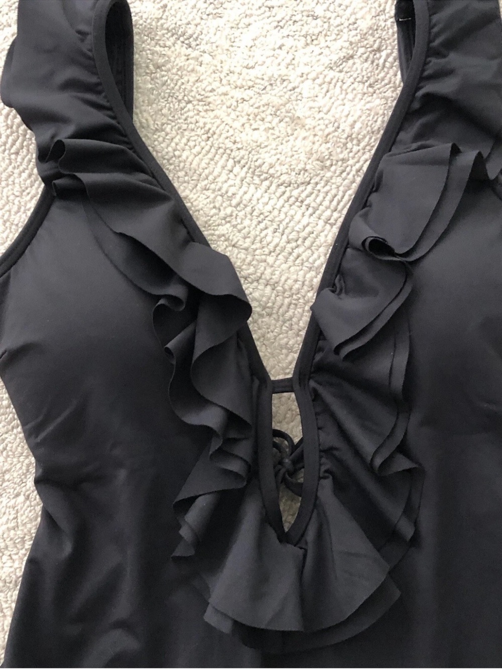 Michael Kors Flirty Black Ruffle One-Piece Swimsuit